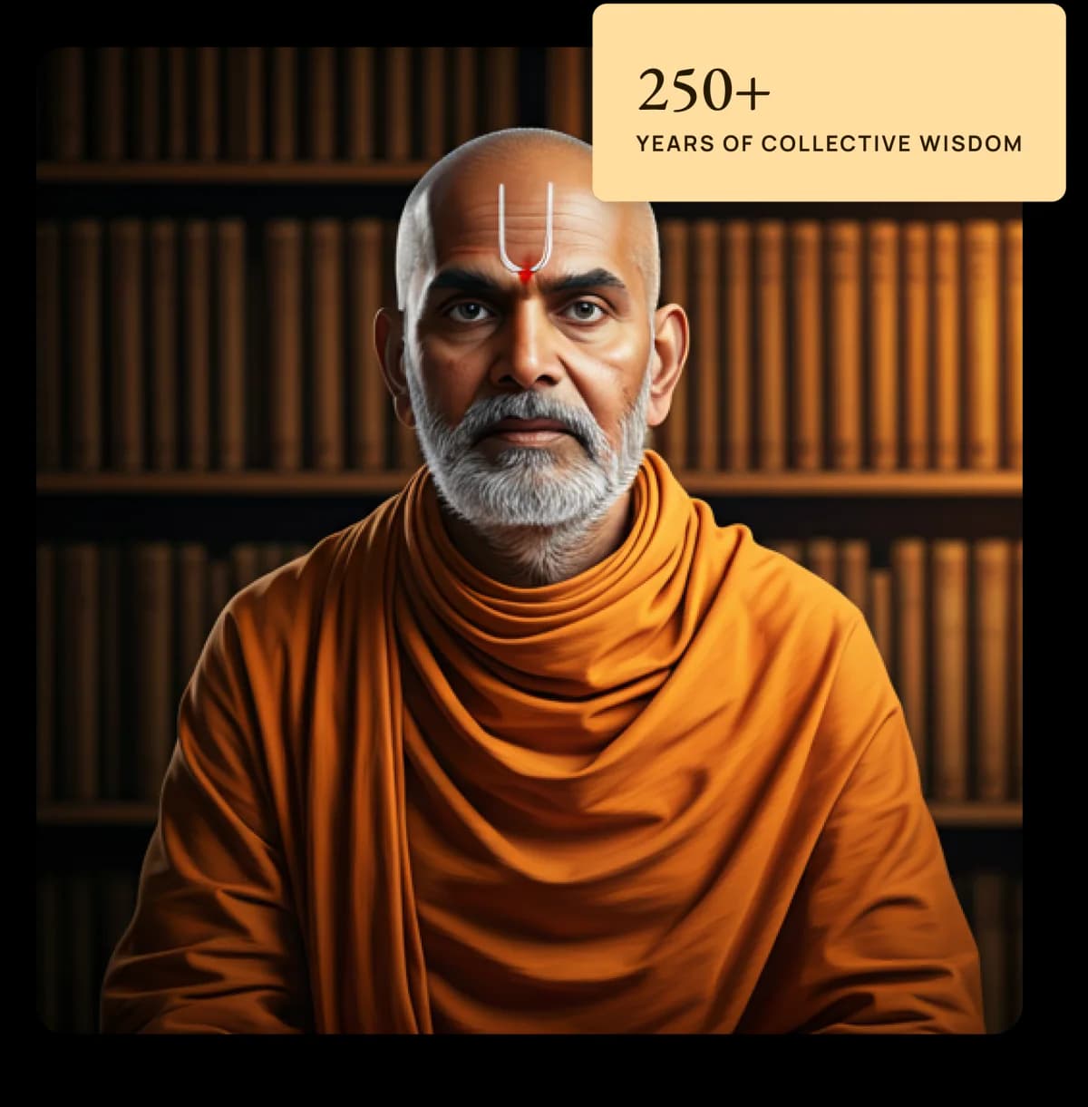 A Vedic Pandit dressed in traditional saffron robes